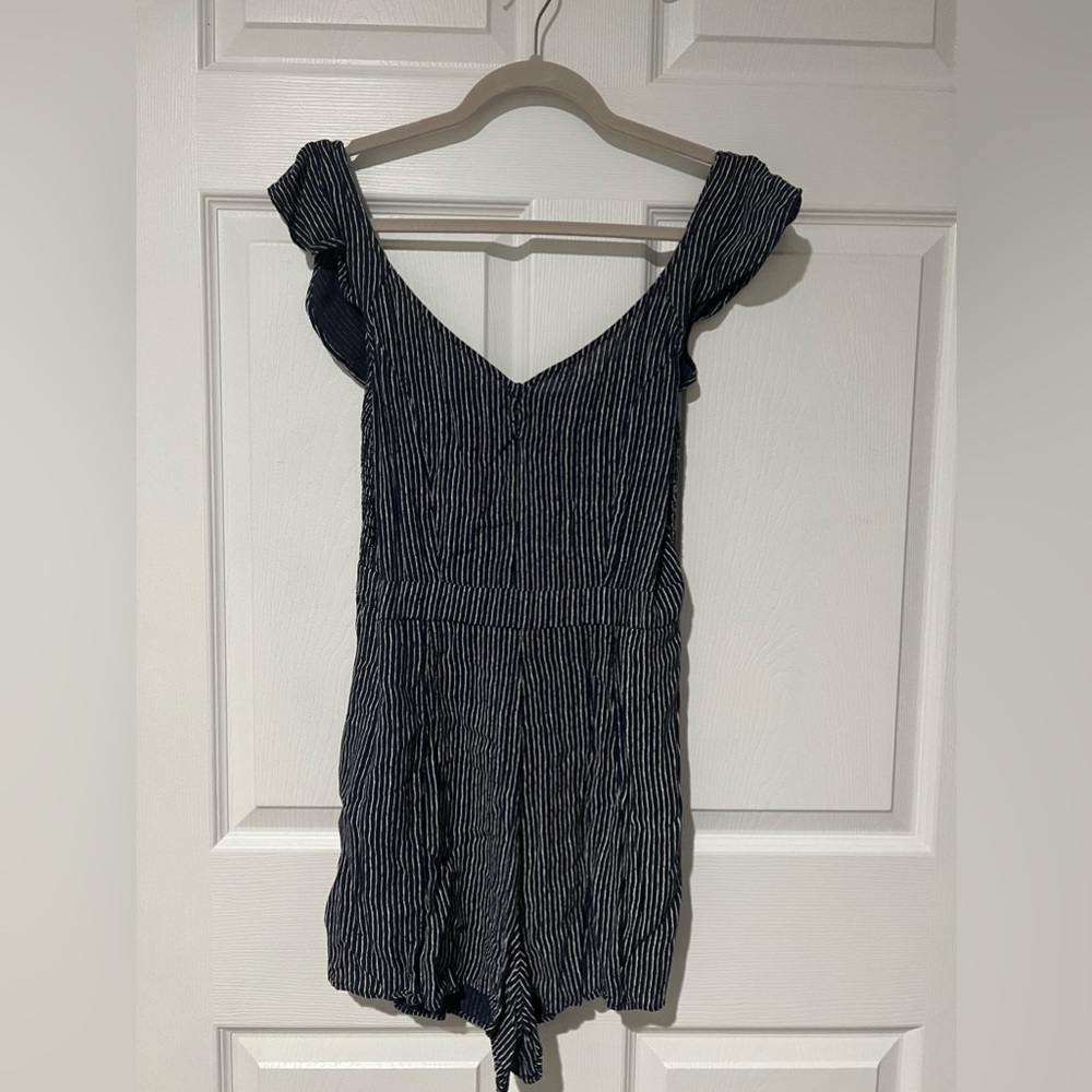 American Eagle Romper, Navy and white stripped